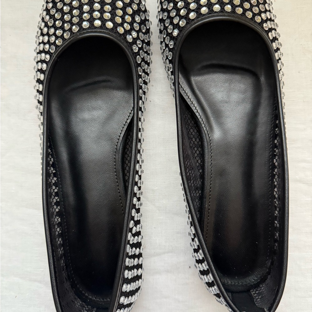 Black and Silver Studded Women's Flats